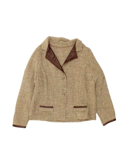 Vintage 3 Button Blazer Jacket UK 14 Large In Beige