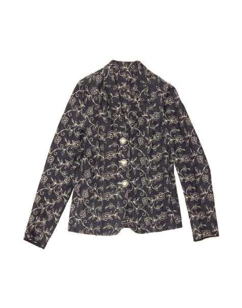 Vintage 3 Button Blazer Jacket UK 14 Large In Blue Floral - view 1