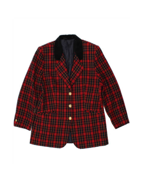 Vintage 3 Button Blazer Jacket UK 14 Large In Red Check - view 1