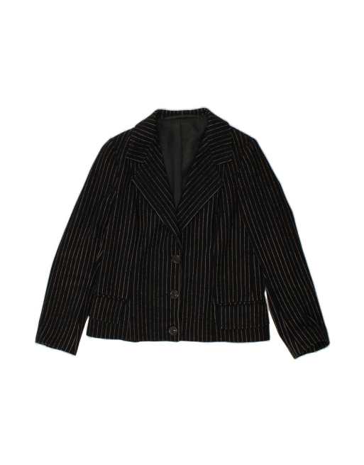 Vintage 3 Button Blazer Jacket UK 14 Medium In Black Striped