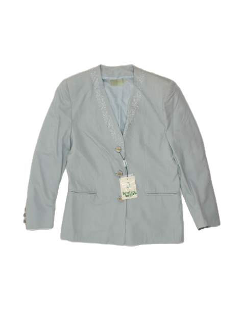 Vintage 3 Button Blazer Jacket UK 14 Medium In Blue Floral - view 1