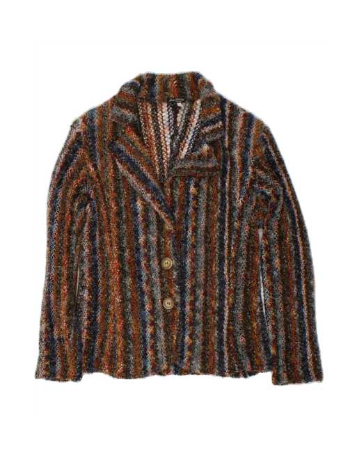 Vintage 3 Button Blazer Jacket UK 14 Medium In Multicoloured Striped