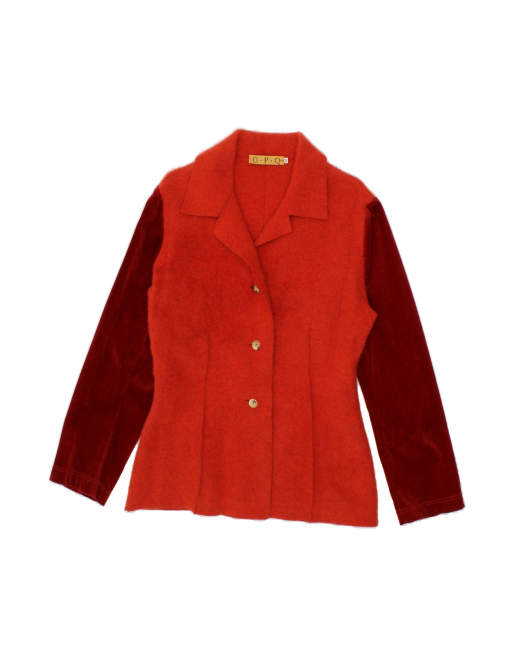 Vintage 3 Button Blazer Jacket UK 14 Medium In Orange Colourblock