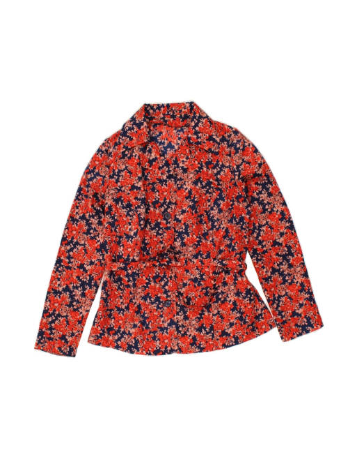 Vintage 3 Button Blazer Jacket UK 14 Medium In Red Floral