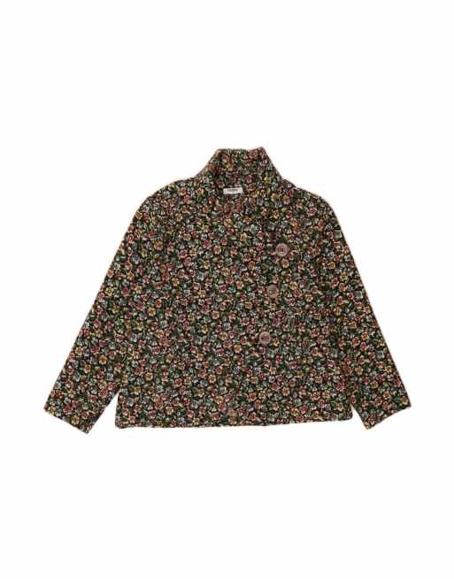 Vintage 3 Button Blazer Jacket UK 16 Large In Green Floral