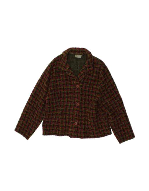 Vintage 3 Button Blazer Jacket UK 16 Large In Multicoloured Check