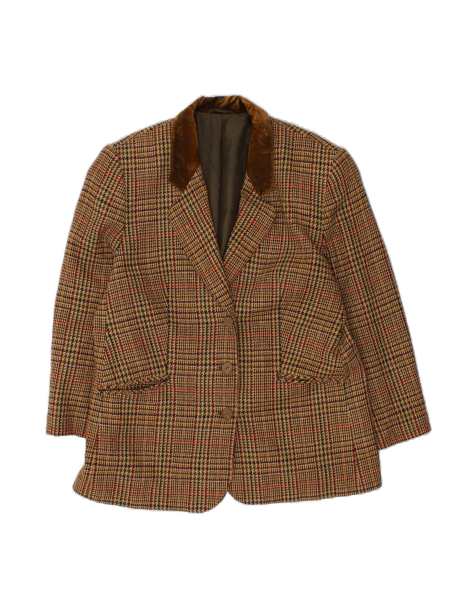 Vintage 3 Button Blazer Jacket UK 18 XL In Brown Houndstooth - view 1