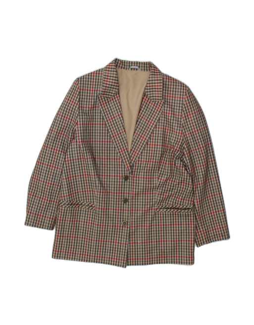 Vintage 3 Button Blazer Jacket UK 18 XL In Grey Houndstooth