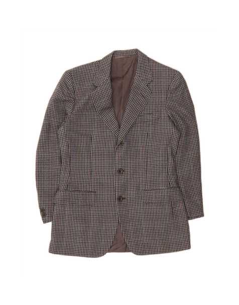 Vintage 3 Button Blazer Jacket UK 39 Medium In Grey Houndstooth Wool - view 1