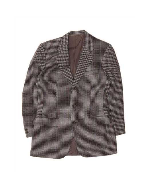 Vintage 3 Button Blazer Jacket UK 39 Medium In Grey Houndstooth Wool