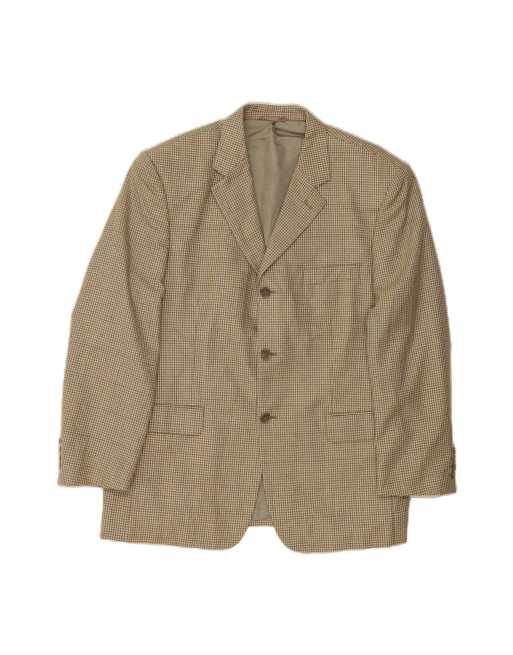 Vintage 3 Button Blazer Jacket UK 40 Large In Beige Check