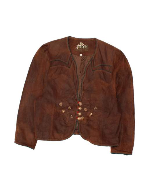 Vintage 3 Button Leather Jacket It 48 XL In Brown
