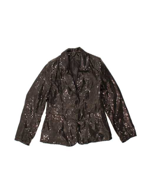 Vintage 3 Button Sequin Blazer Jacket UK 14 Medium In Black