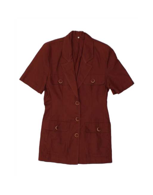 Vintage 3 Button Short Sleeve Blazer Jacket It 44 Medium In Brown