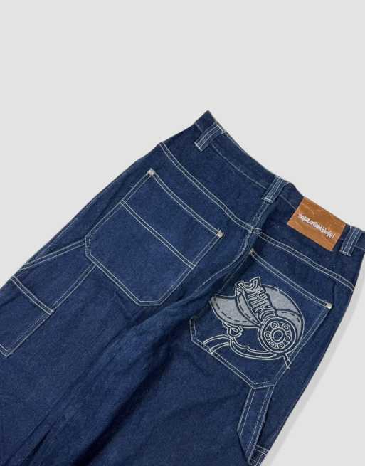 Vintage 30W 28L School of Hard Knocks jeans in blue, 3 of 4