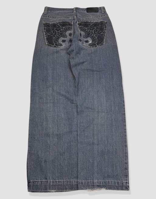 Vintage 30W 30L Ecko Unltd embroidered baggy jeans in blue
