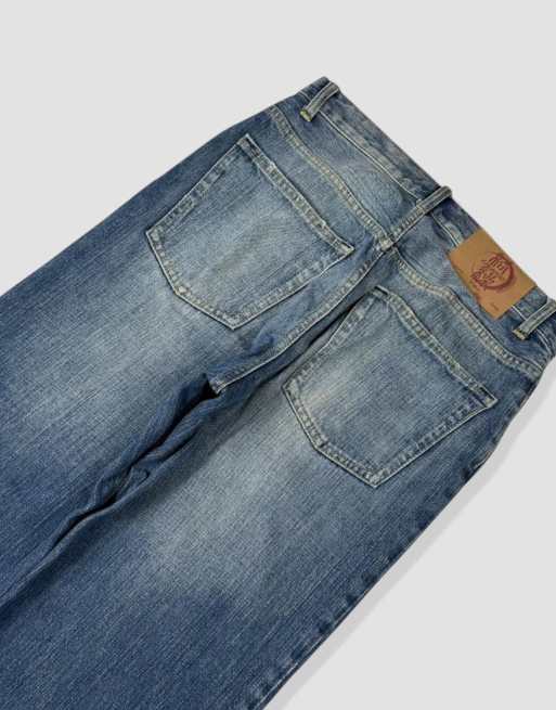 Vintage 30W 30L Karakuri Tamashii Japanese embroidered jeans in blue, 4 of 4