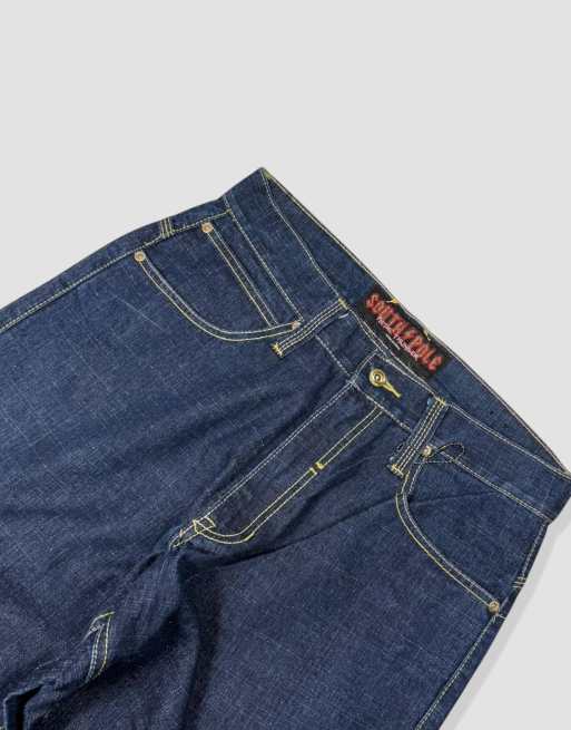 Vintage 30W 30L Southpole embroidered baggy jeans in blue, 4 of 4