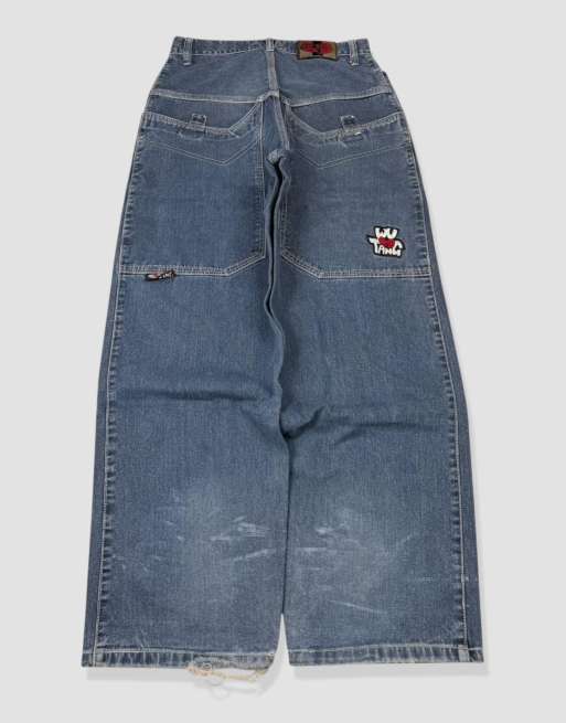 Vintage 30W 30L Wu Wear baggy jeans in blue