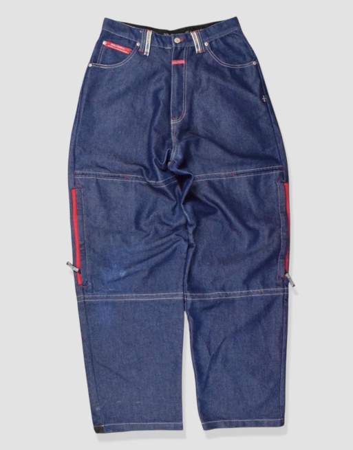 Vintage 30W 32L Dogtown embroidered baggy jeans in blue, 2 of 4