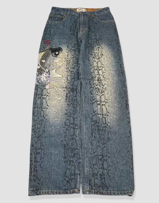 Vintage 30W 32L Karakuri Tamashii Japanese jeans in blue
