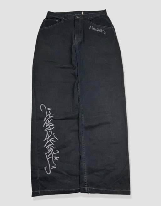 Vintage 31W 30L Karl Kani embroidered baggy jeans in black