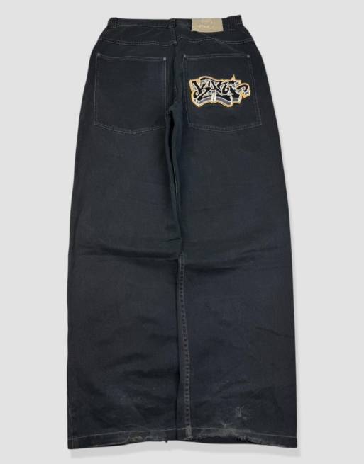 Vintage 31W 30L Karl Kani embroidered baggy jeans in black, 2 of 4