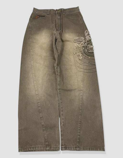 Vintage 32W 30L Akademiks grunge jeans in brown