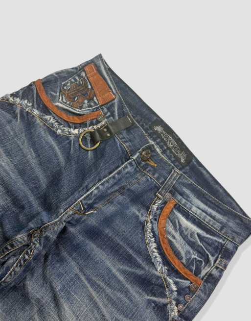 Vintage 32W 30L Red Pepper embroidered jeans in blue, 4 of 4