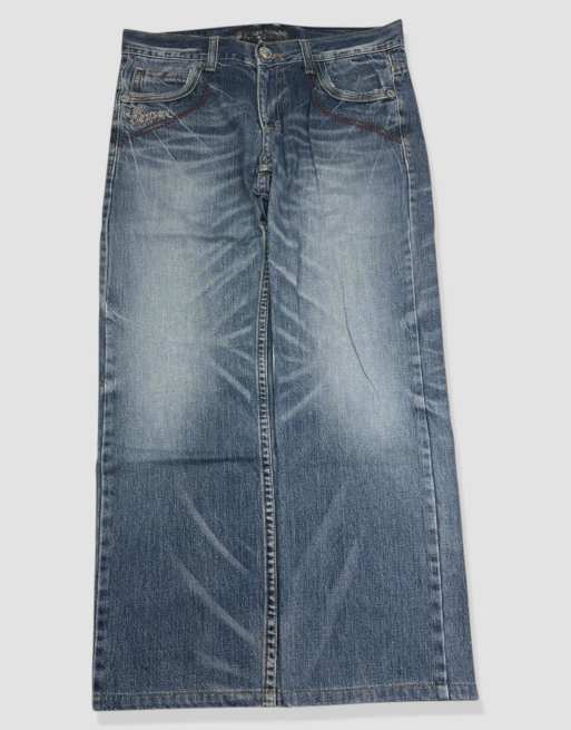 Vintage 32W 30L Red Pepper embroidered jeans in blue, 2 of 4
