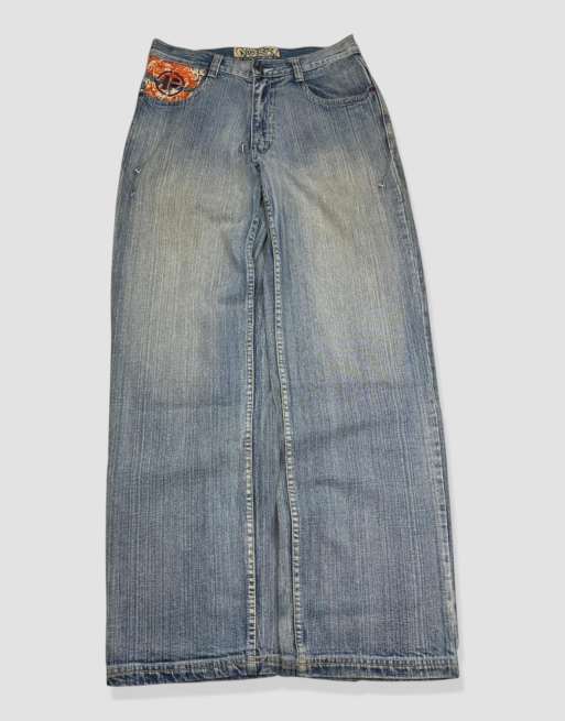 Vintage 32W 32L Paco embroidered baggy jeans in blue, 2 of 4