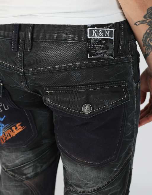 Vintage  32x33 denim hip hop jeans in navy blue, 4 of 4