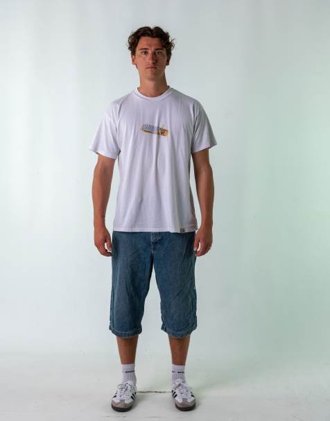 Vintage  34" Denim Hip Hop Jorts Shorts Light Blue - view 1