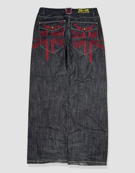 Vintage 34W 32L Coogi embroidered jeans in black