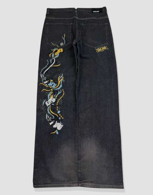 Vintage 34W 32L Ecko Unltd embroidered baggy jeans in black