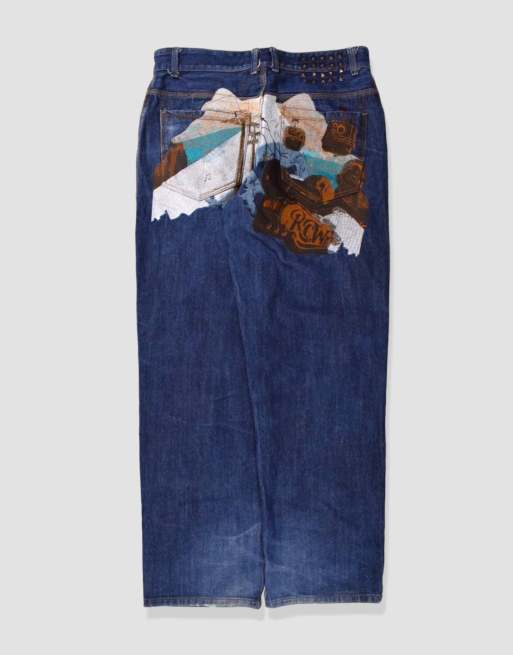 Vintage 34W 32L Rocawear embroidered baggy jeans in blue