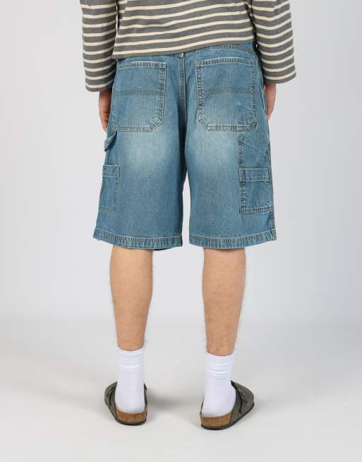 Vintage  34x22 denim carpenter baggy jorts shorts in light blue