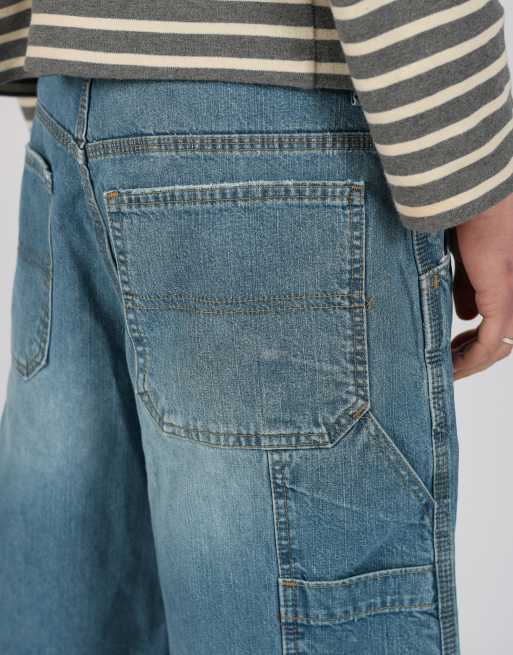 Vintage  34x22 denim carpenter baggy jorts shorts in light blue, 4 of 4