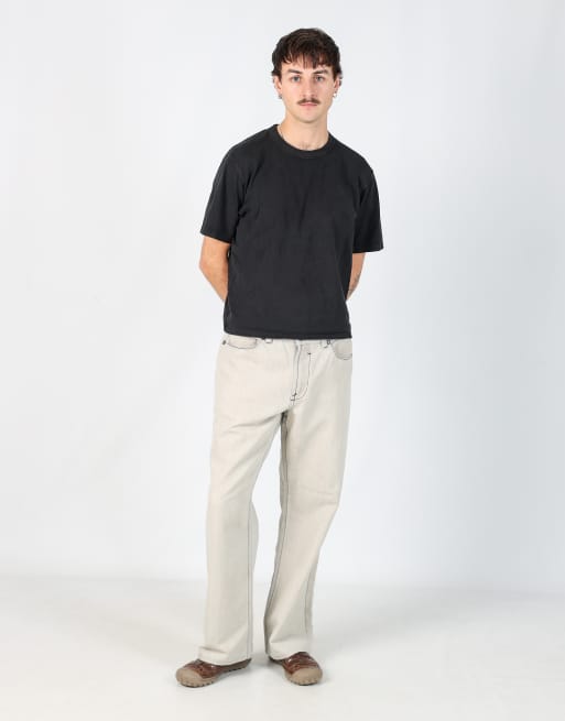 Vintage  34x32 denim hip hop jeans in beige