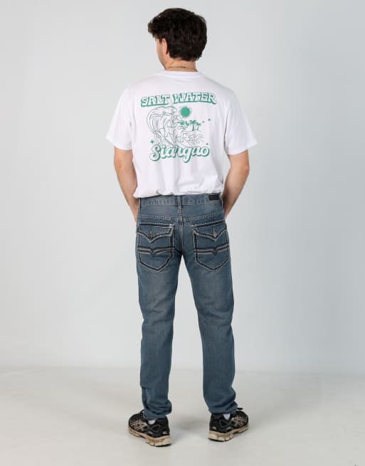 Vintage  34x32 denim jeans in blue, 3 of 4
