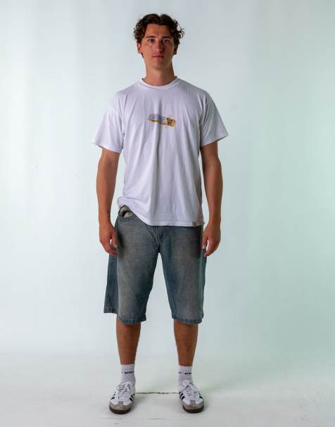 Vintage  36" Denim Hip Hop Jorts Shorts Light Blue - view 1