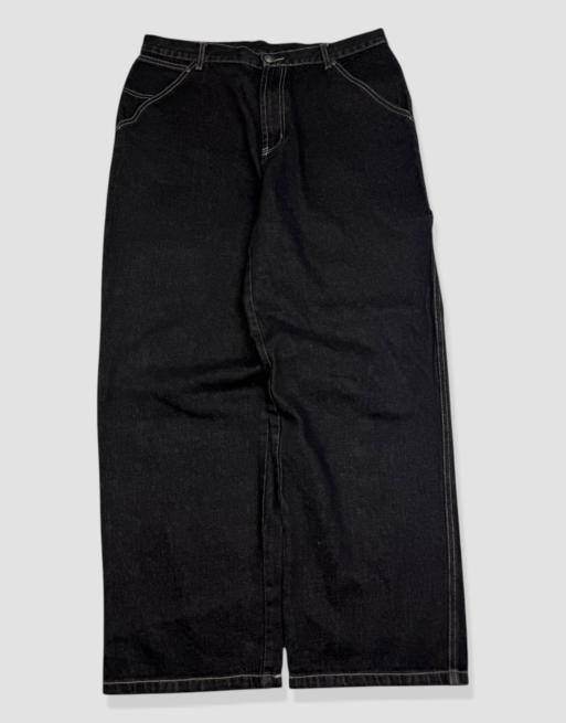 Vintage 36W 30L School of Hard Knocks embroidered baggy jeans in black, 2 of 4