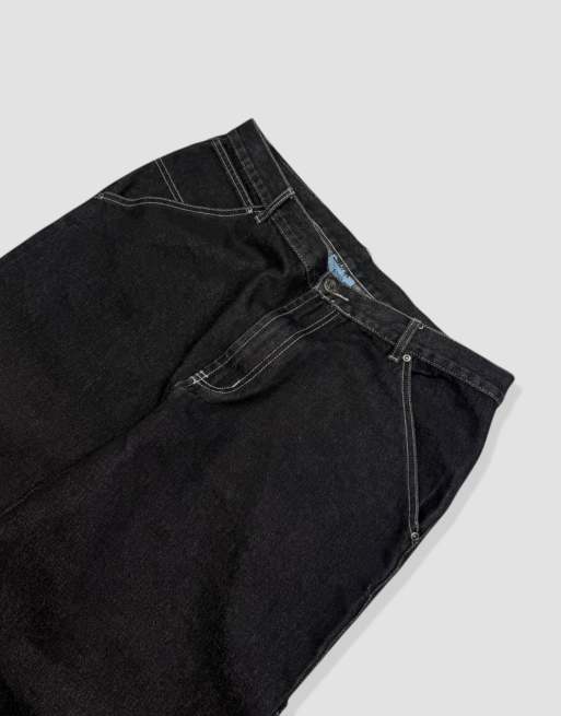 Vintage 36W 30L School of Hard Knocks embroidered baggy jeans in black, 4 of 4