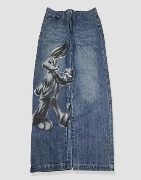 Vintage 36W 32L Lot29 graphic baggy jeans in blue - view 1