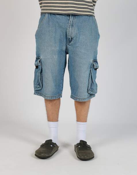 Vintage  36x24 denim carpenter baggy jorts shorts in light blue - view 1