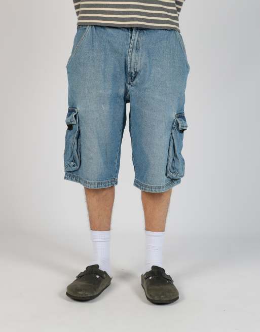 Vintage  36x24 denim carpenter baggy jorts shorts in light blue