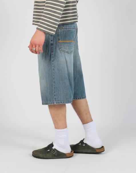 Vintage  36x25 denim hip hop baggy jorts shorts in light blue - view 1