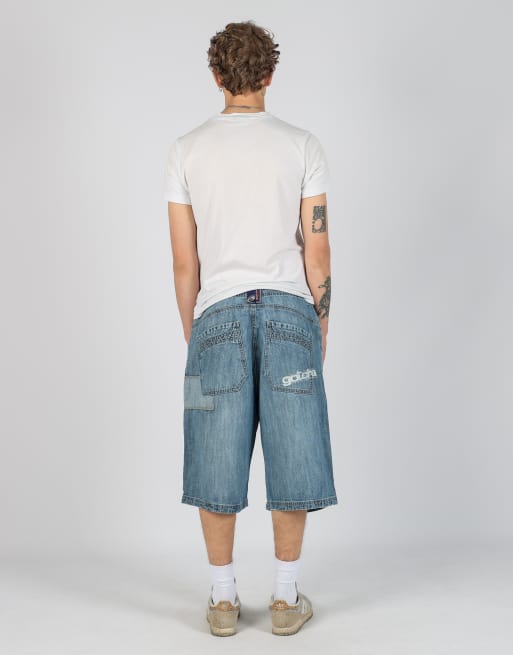 Vintage  36x29 denim hip hop baggy jorts shorts in light blue, 3 of 4