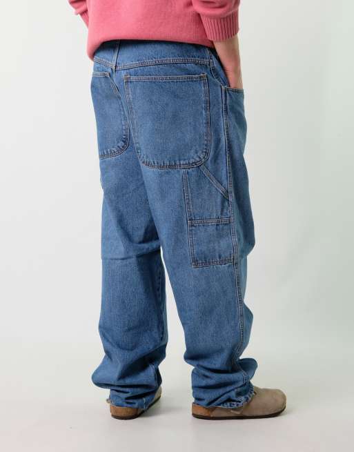 Vintage  36x34 Denim Hip Hop Baggy Jeans Blue