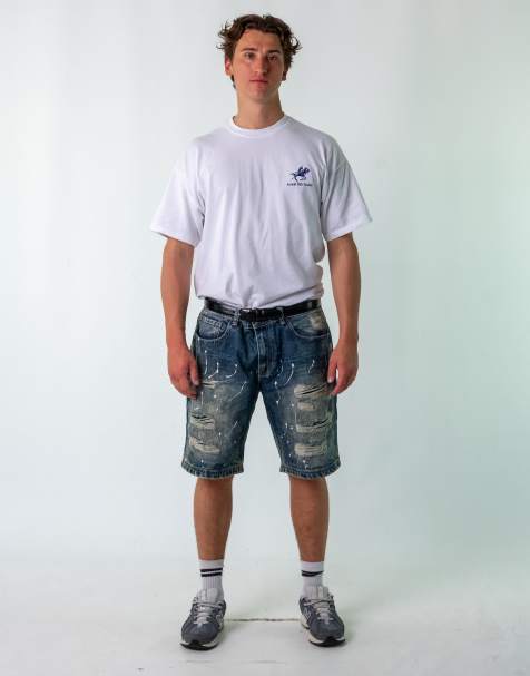 Vintage  38" Denim Hip Hop Jorts Shorts Blue - view 1